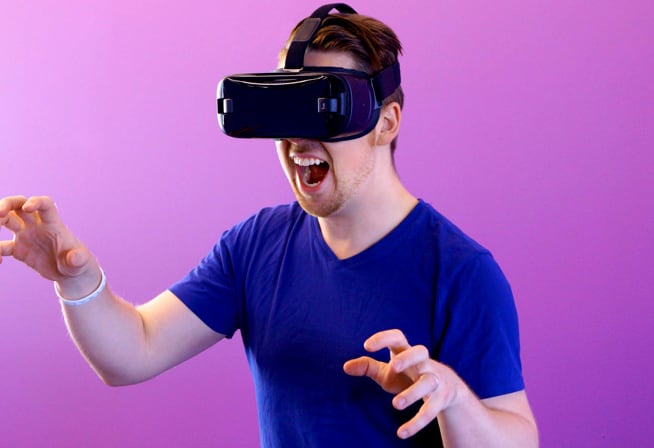 A man wearing a vr goggles